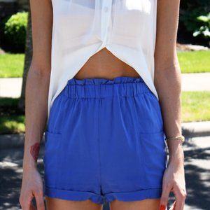 WILFRED ARITZIA BLUE SILK SHORTS SZ S